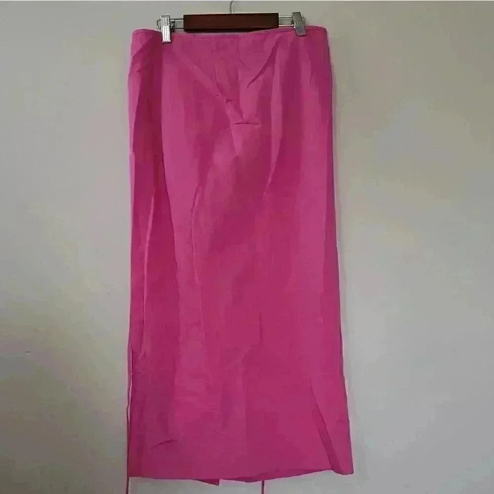 Zara Pink Linen Blend Midi Skirt Size - Picture 8 of 10